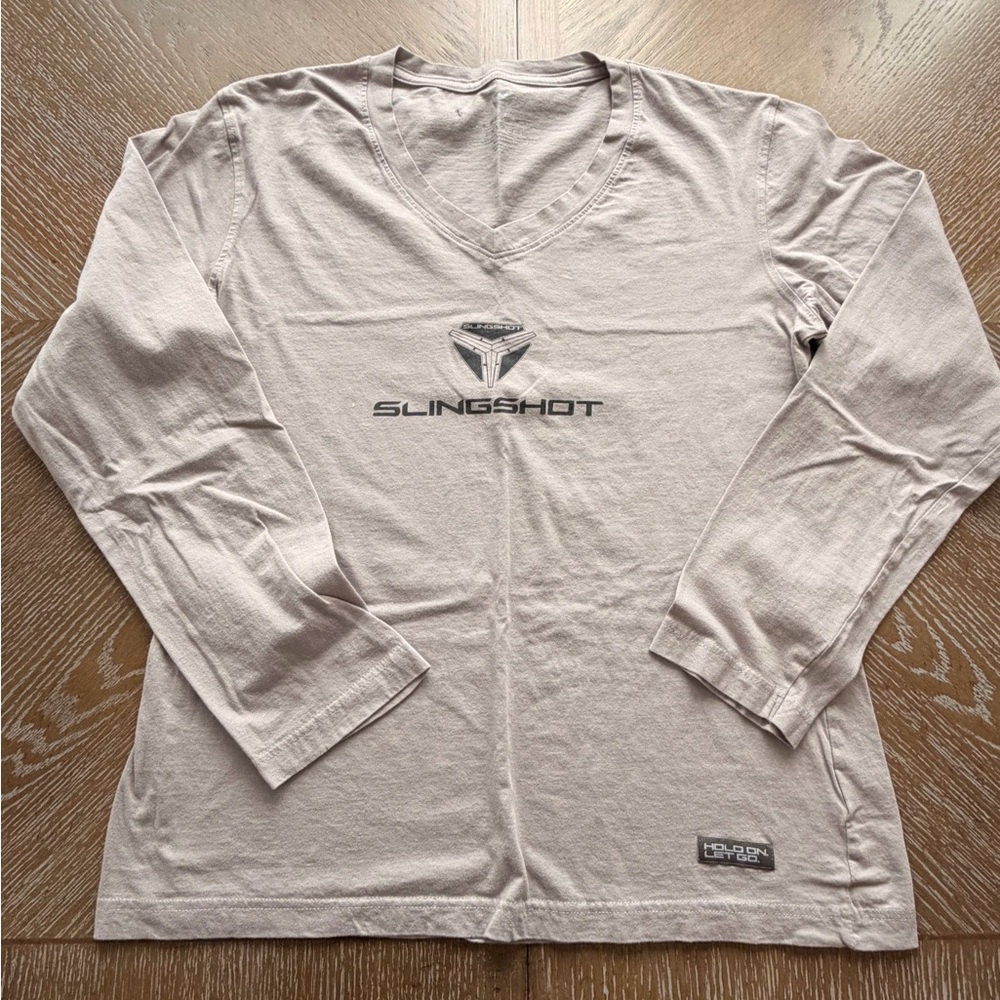 Men’s Long Sleeve V-Neck Shirt in Light Beige